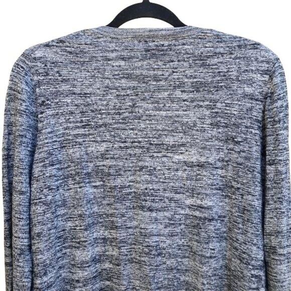 Ann Taylor Loft Y2K Space Dye Marl Knit Button Down Cardigan Black White Sz M - Picture 8 of 11